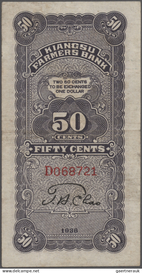 China: Kiangsu Farmers Bank, Set With 3 Banknotes 20 And 2x 50 Cents 1936, P.S11 - Chine