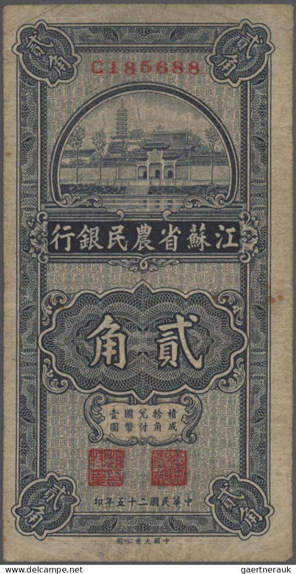 China: Kiangsu Farmers Bank, Set With 3 Banknotes 20 And 2x 50 Cents 1936, P.S11 - China