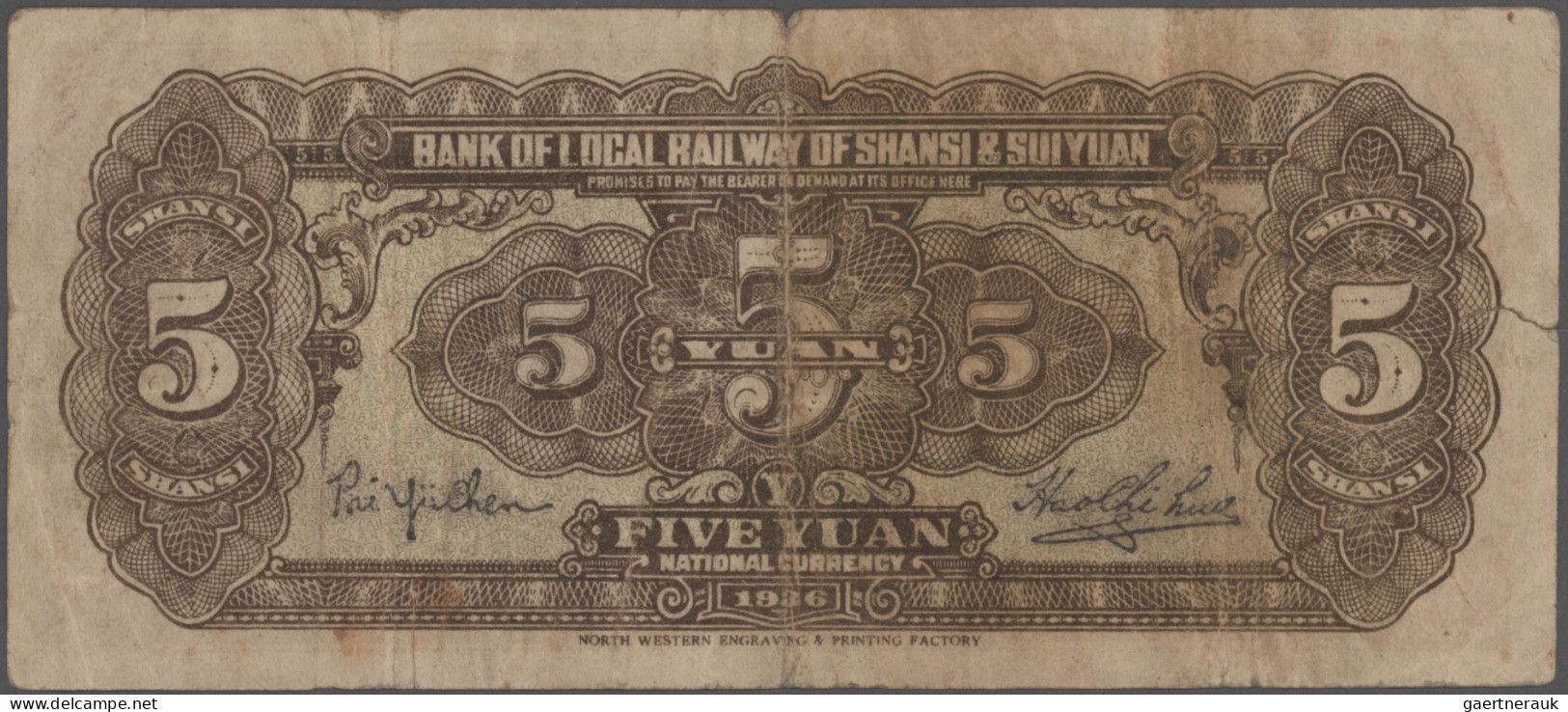 China: Bank Of Local Railway Of Shansi & Suiyuan, Set With 3 Banknotes, 1934 And - Chine