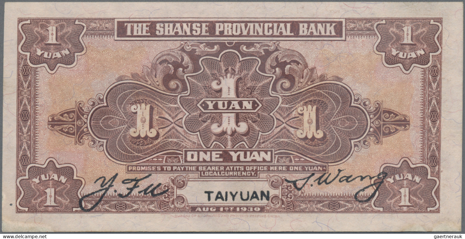 China: Lot With 6 Banknotes, Consisiting For The SHANSE PROVINCIAL BANK 1 Yuan 1 - China