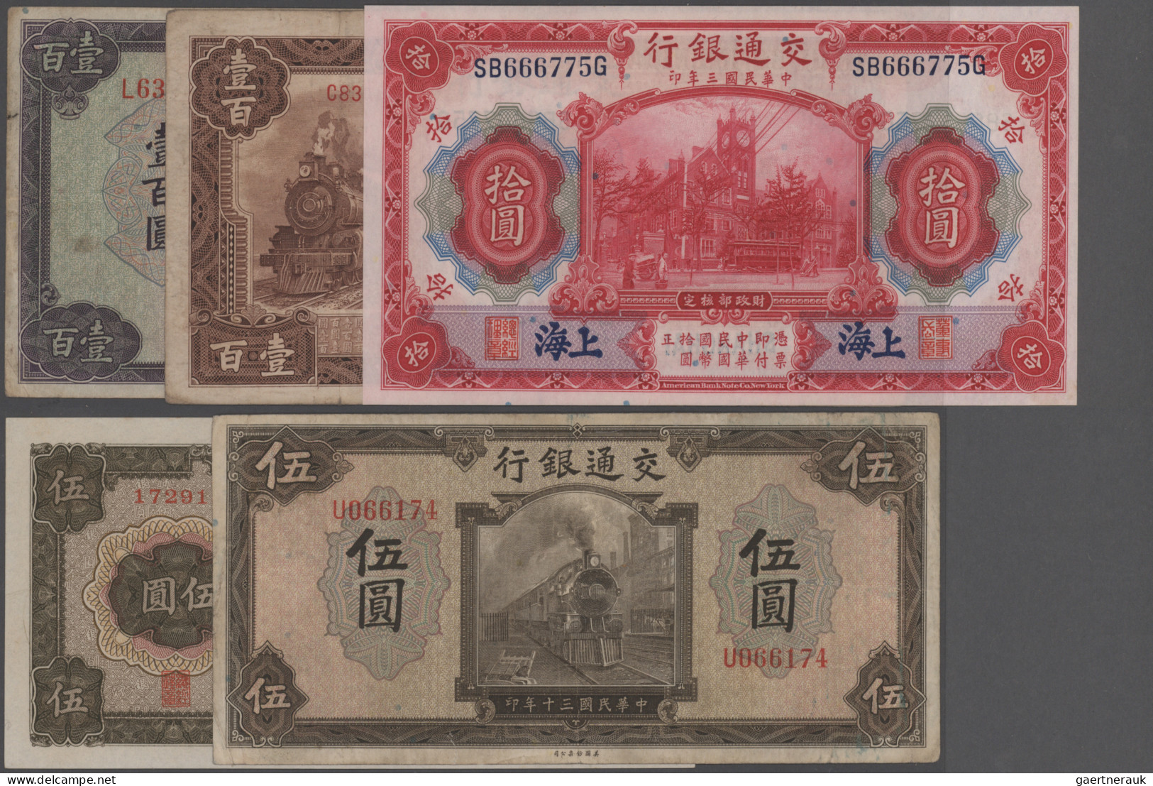 China: Bank Of Communications, Series 1914-1942, Huge Lot With 24 Banknotes, Inc - Chine