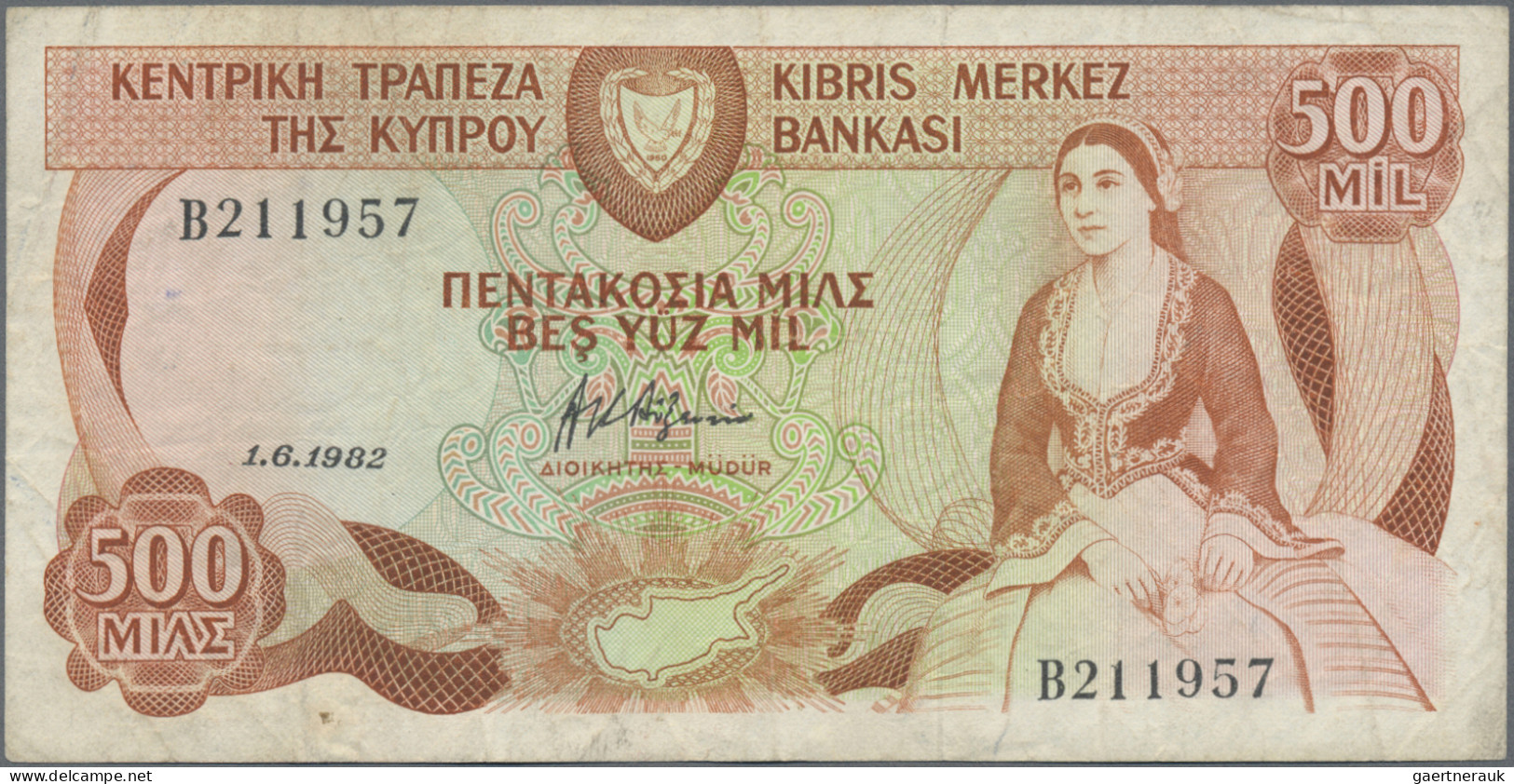 Cyprus: Republic and Central Bank of Cyprus, lot with 5 banknotes, 1961-1982 ser