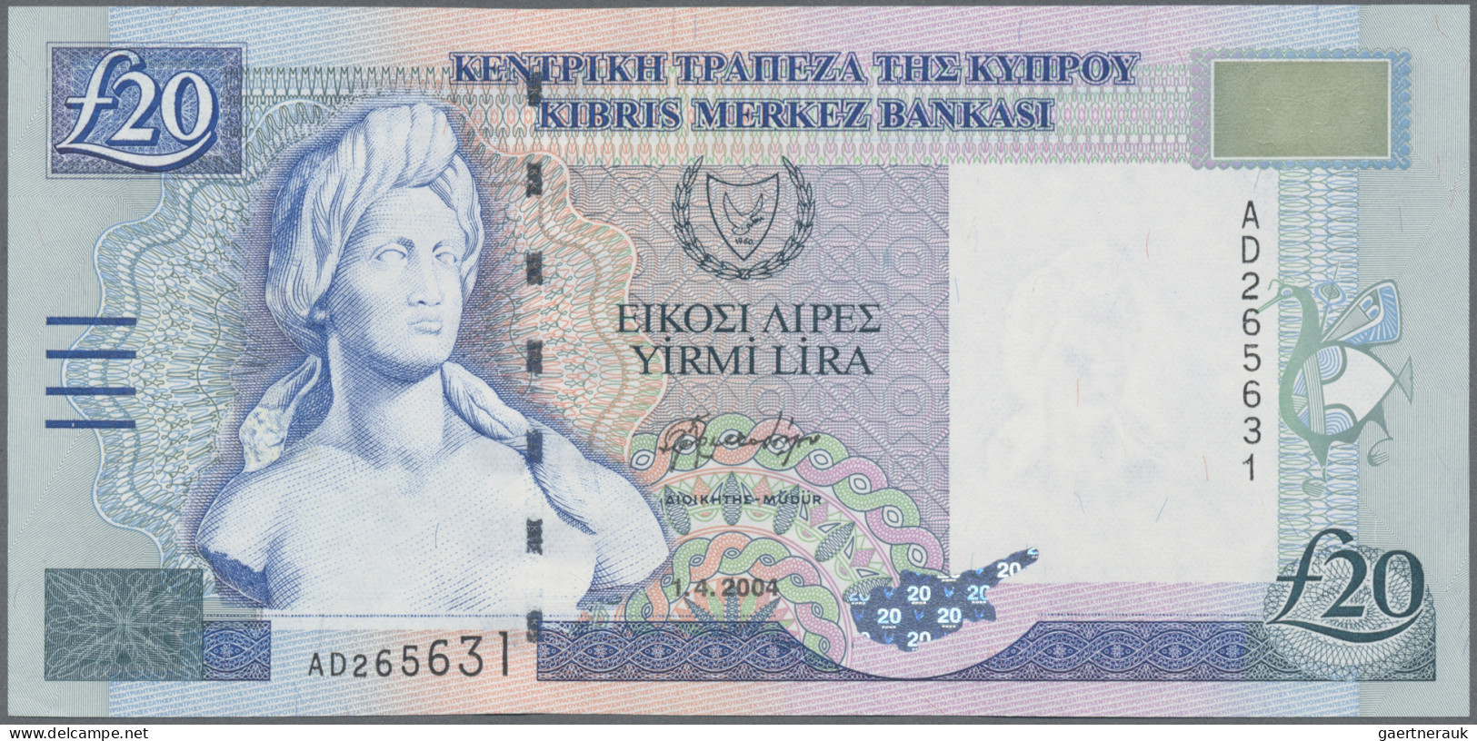 Cyprus: Central Bank Of Cyprus, Huge Lot With 21 Banknotes, Series 1967-2005, Co - Chipre