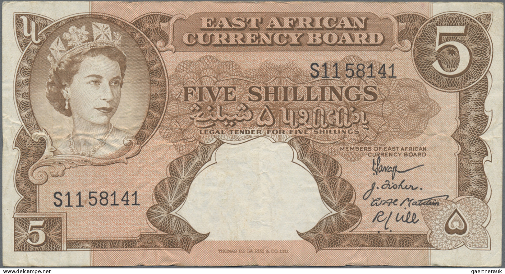 East Africa: The East African Currency Board, Lot With 6 Banknotes, Series 1955- - Andere - Afrika