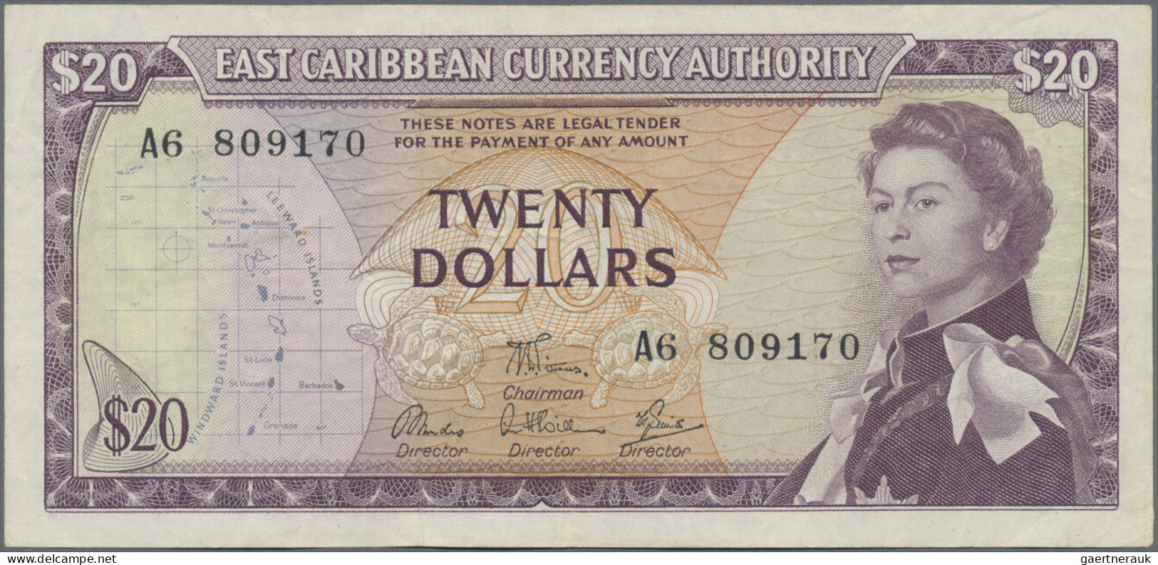 East Caribbean States: East Caribbean Currency Authority, Lot With 9 Banknotes, - Caraïbes Orientales