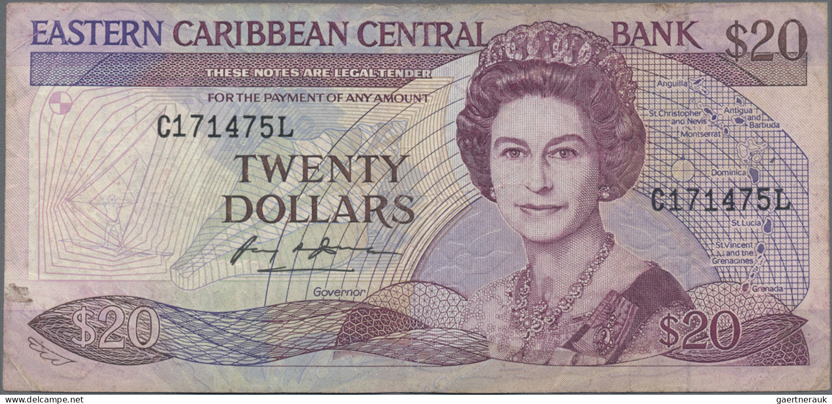 East Caribbean States: East Caribbean Currency Authority, Lot With 12 Banknotes - Oostelijke Caraïben