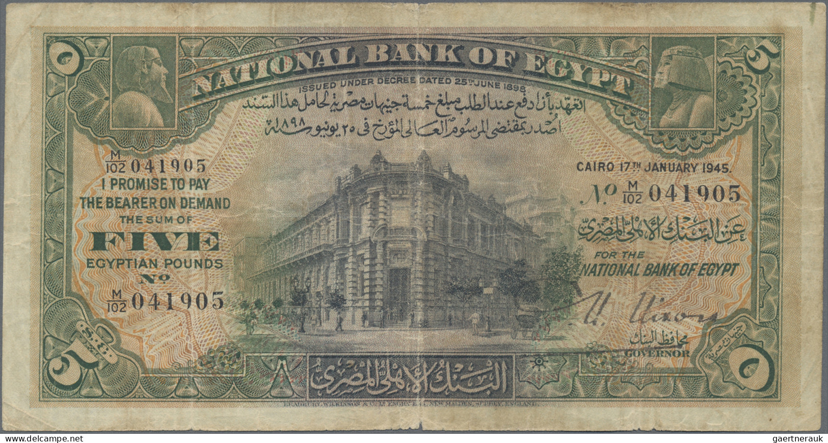 Egypt: National Bank Of Egypt, Lot With 3 Banknotes, Series 1945-1950, With 25 P - Egypt