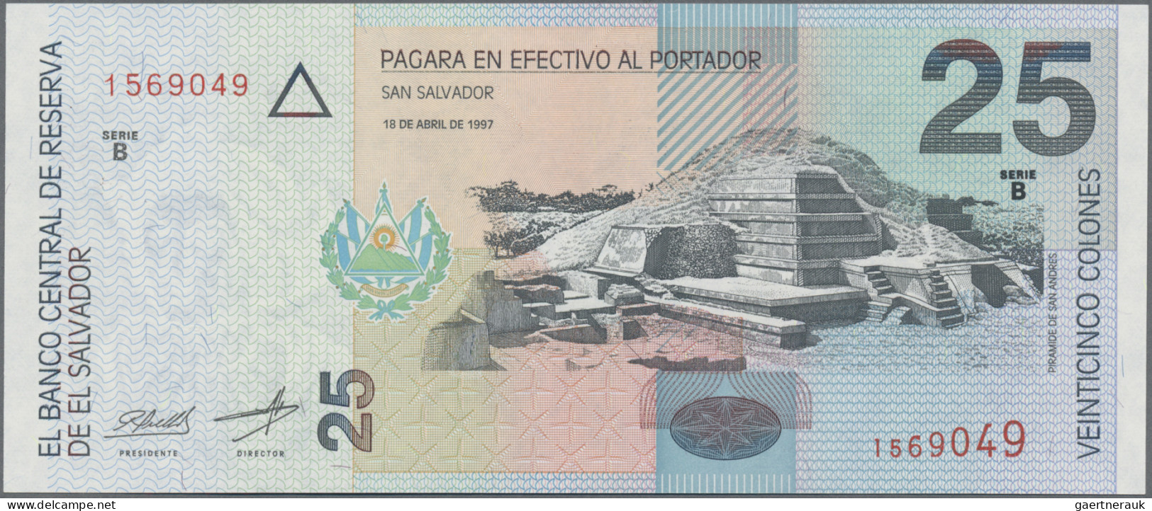 El Salvador: Banco Central De Reserva De El Salvador, Lot With 8 Banknotes, Seri - Salvador