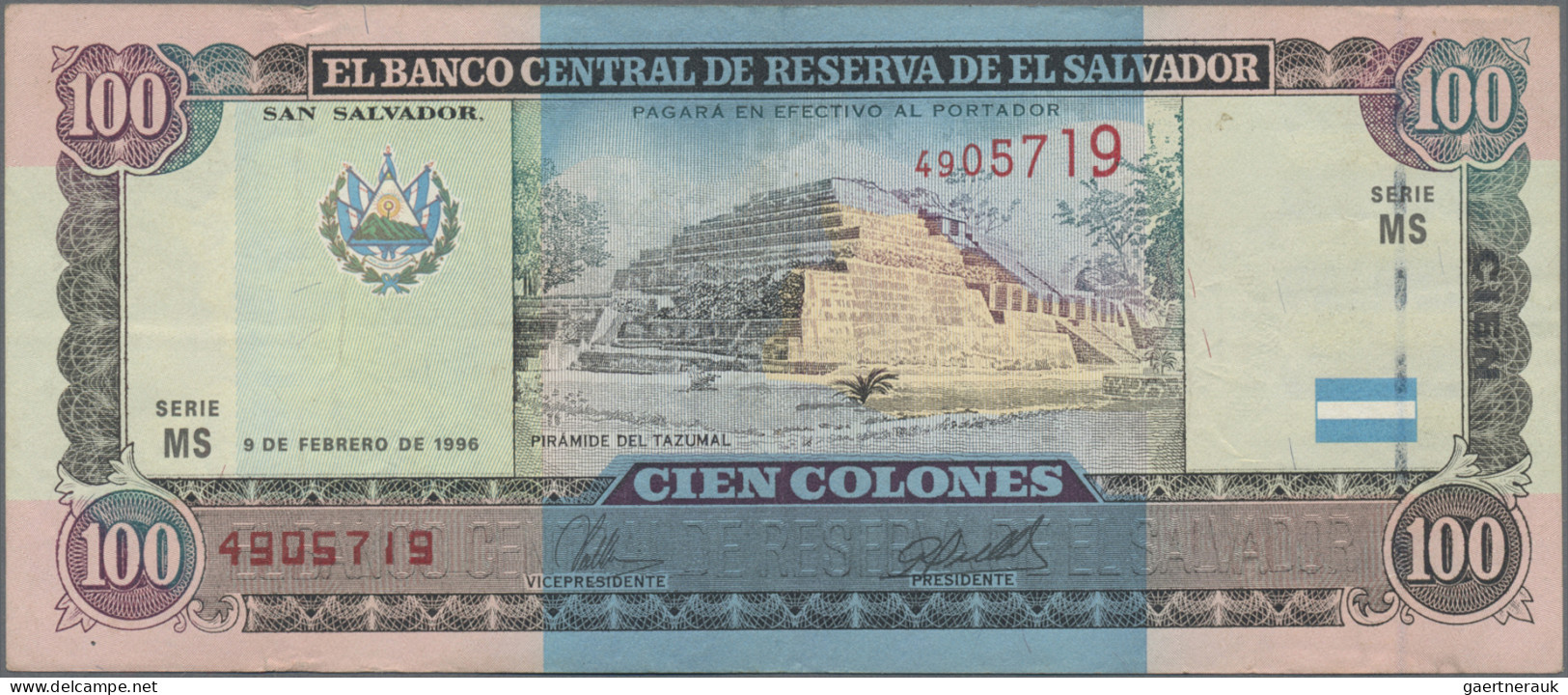 El Salvador: Banco Central De Reserva De El Salvador, Lot With 8 Banknotes, Seri - El Salvador