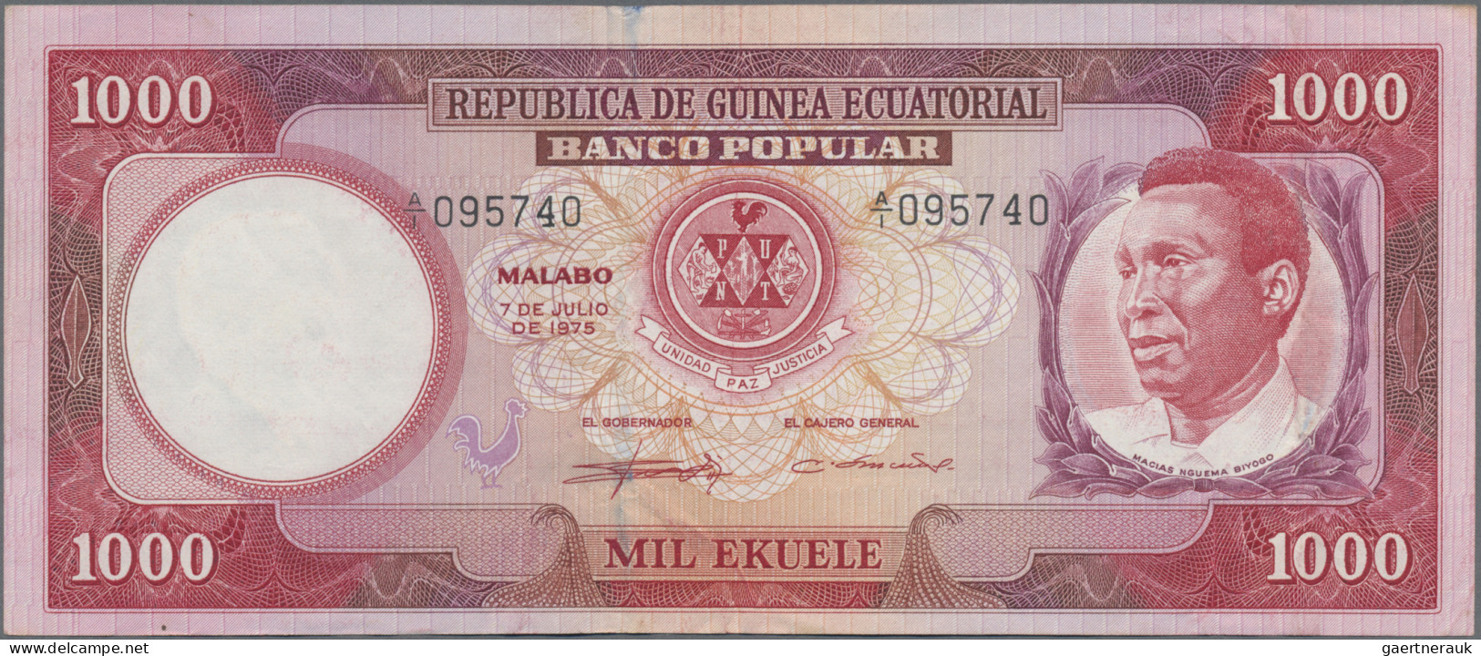 Equatorial Guinea: Banco Popular - República De Guinea Ecuatorial, Lot With 8 Ba - Guinea Ecuatorial