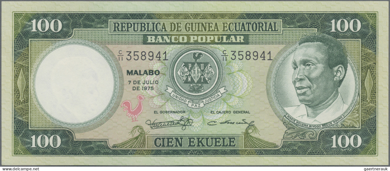 Equatorial Guinea: Banco Popular - República De Guinea Ecuatorial, Lot With 8 Ba - Aequatorial-Guinea