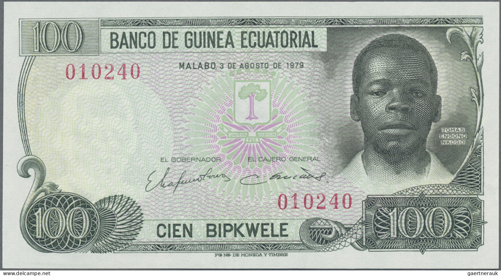 Equatorial Guinea: Banco De Guinea Ecuatorial, Lot With 4 Banknotes, Comprising - Equatoriaal-Guinea