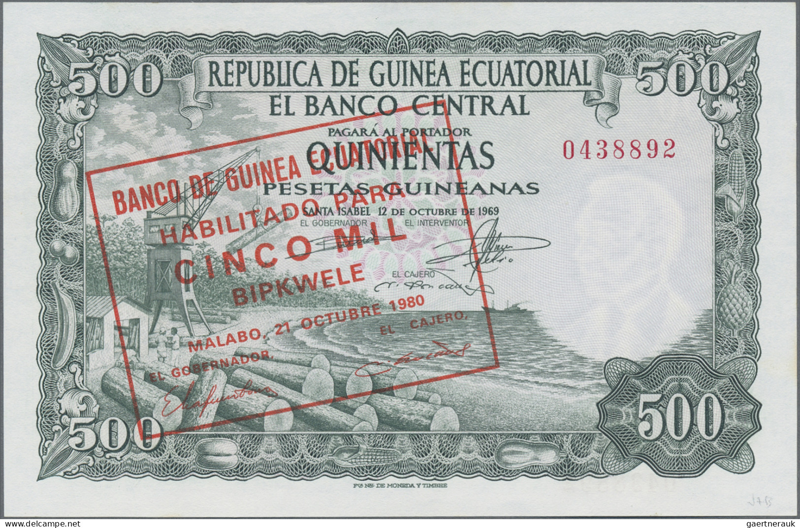 Equatorial Guinea: Banco De Guinea Ecuatorial, Lot With 4 Banknotes, Comprising - Aequatorial-Guinea