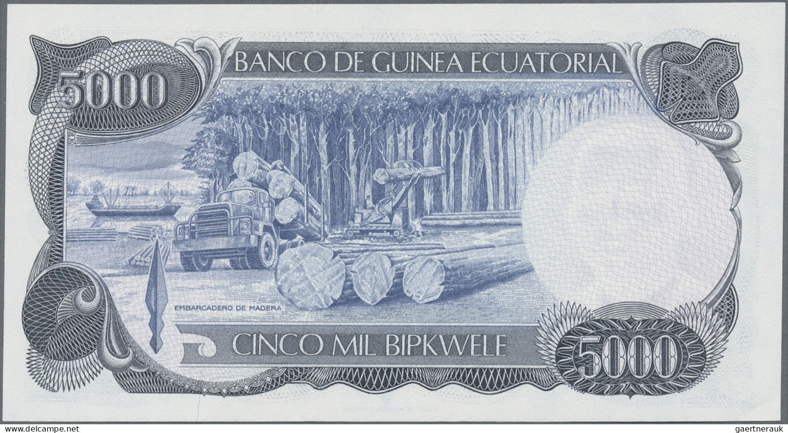 Equatorial Guinea: Banco de Guinea Ecuatorial, lot with 4 banknotes, comprising