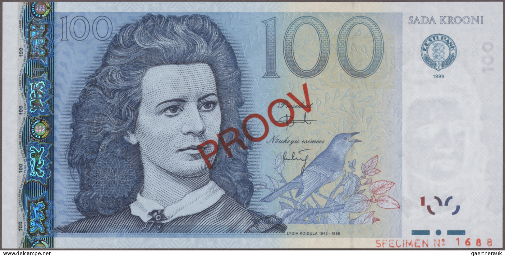 Estonia: Eesti Pank, Lot With 10 Banknotes, Series 1999-2008, Including 500 Kroo - Estonia