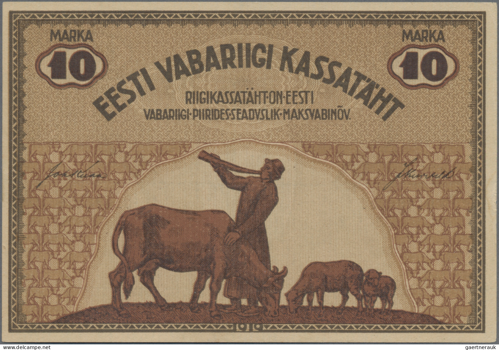 Estonia: Eesti Vabariigi And Eesti Pank, Lot With 9 Banknotes, Series 1919-1932, - Estonia