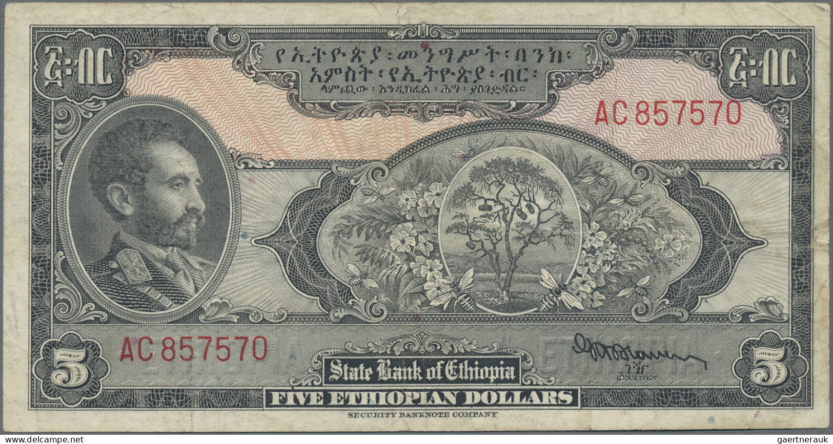 Ethiopia: State Bank Of Ethiopia, Pair With 5 Dollars ND(1945) (P.13a, F) And 5 - Ethiopie