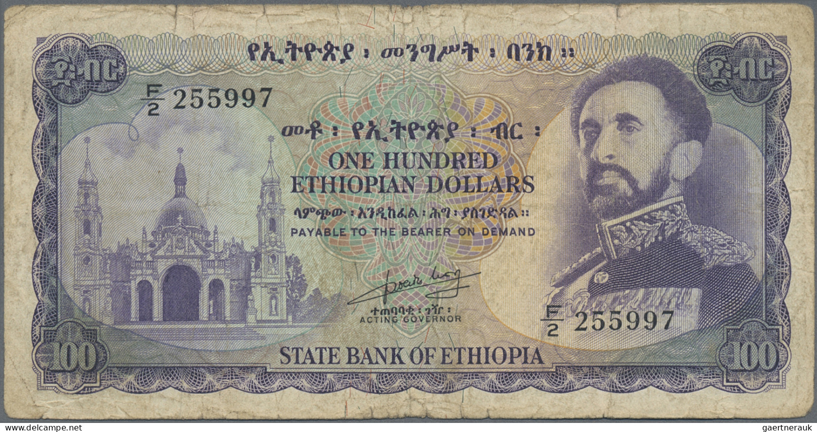 Ethiopia: State Bank Of Ethiopia, Set With 5 Banknotes, Series 1961/66, With 100 - Ethiopie