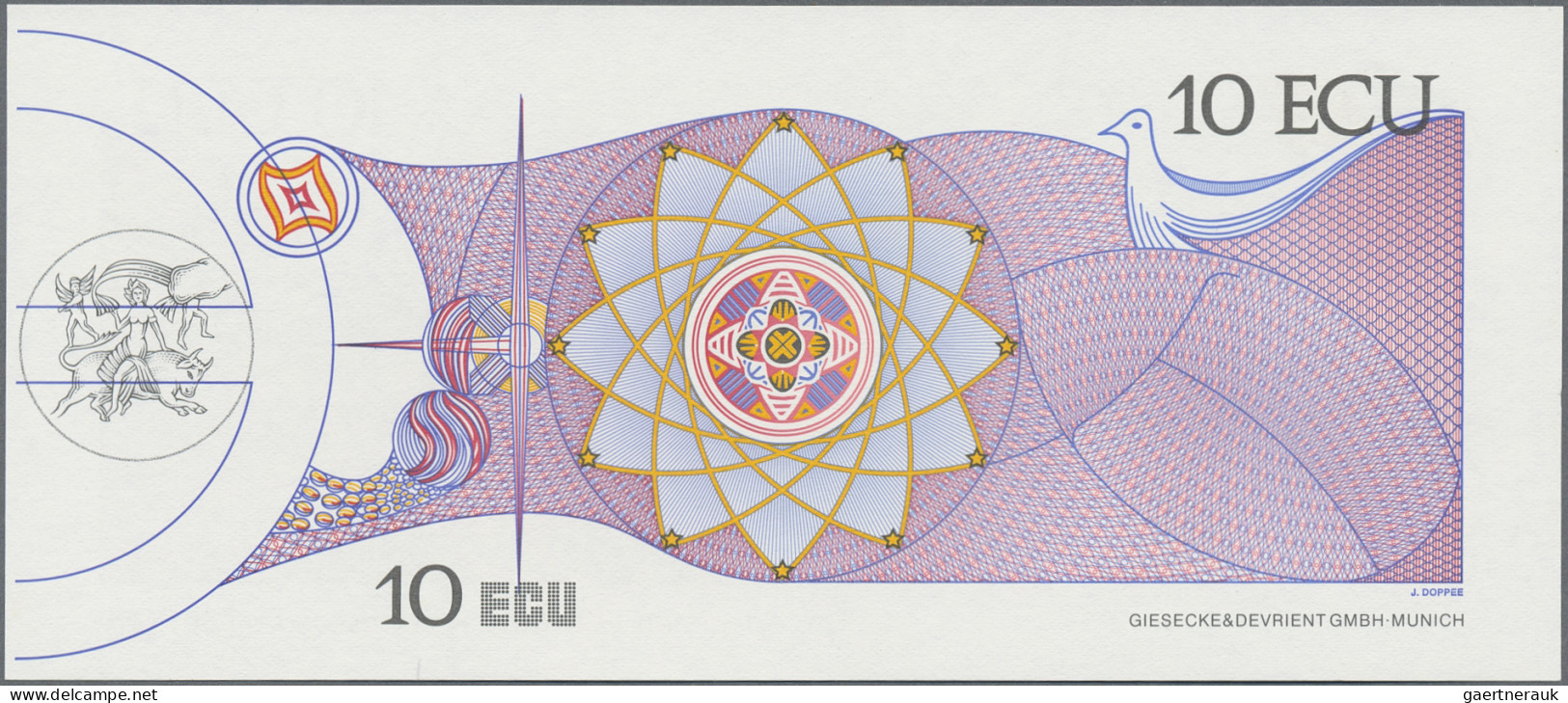 Euro Bank Notes: European Central Bank, Lot With 5 Banknotes And 2 Advertising N - Sonstige & Ohne Zuordnung