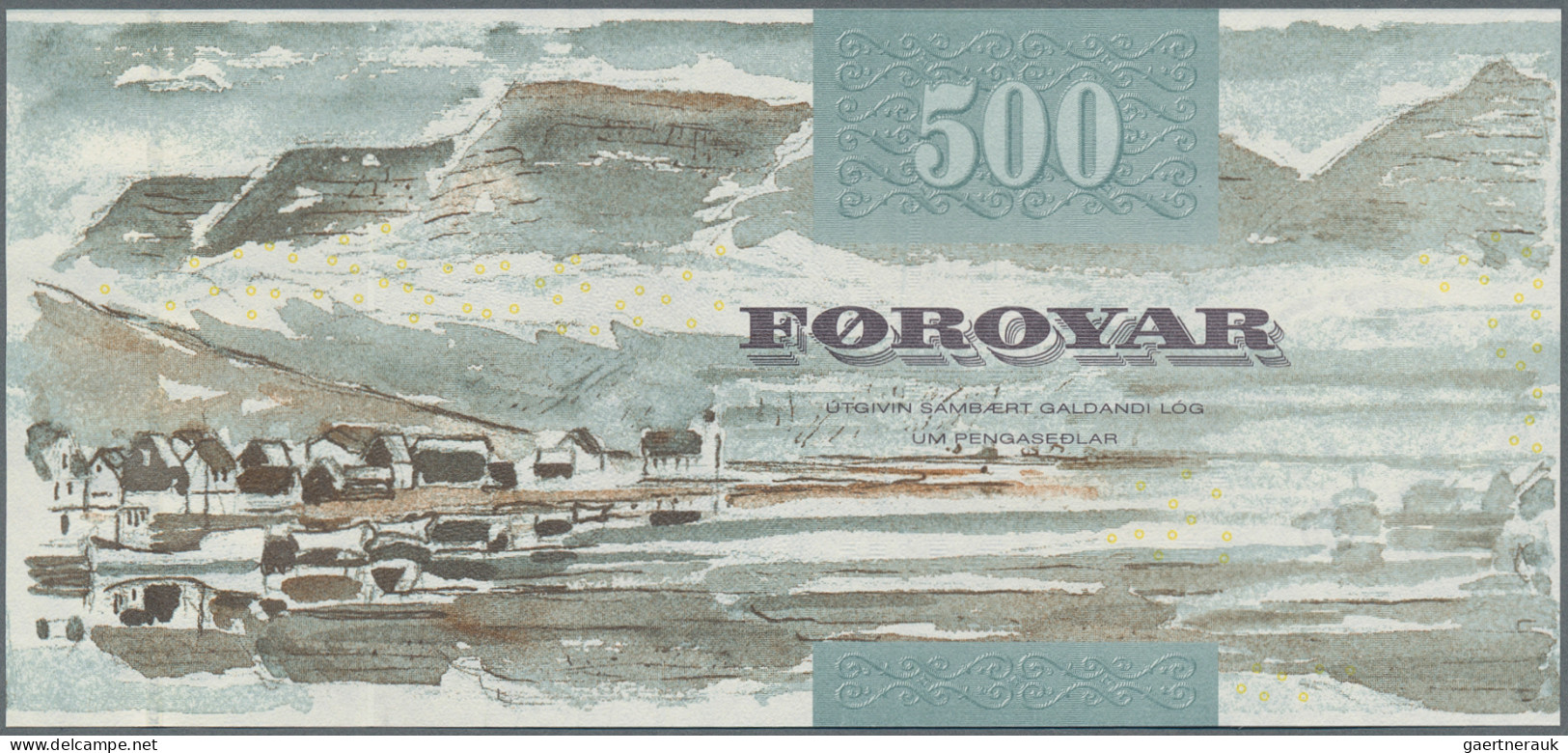 Faeroe Islands: Faeroe Islands Government, full set with 50, 100, 200, 500 and 1