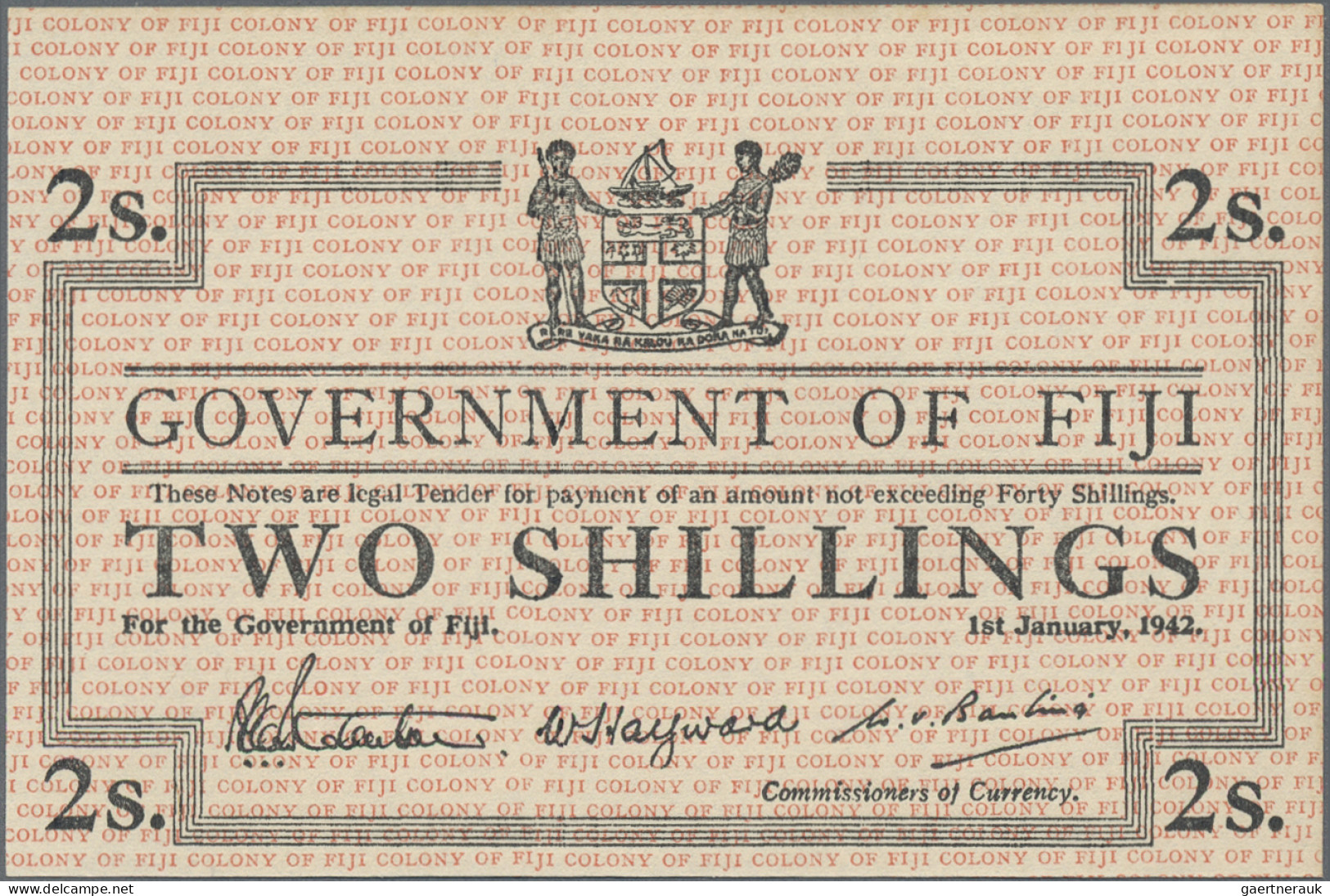 Fiji - Bank Notes: Government Of Fiji, Lot With 3 Banknotes, 1942 Series, With 1 - Fidji