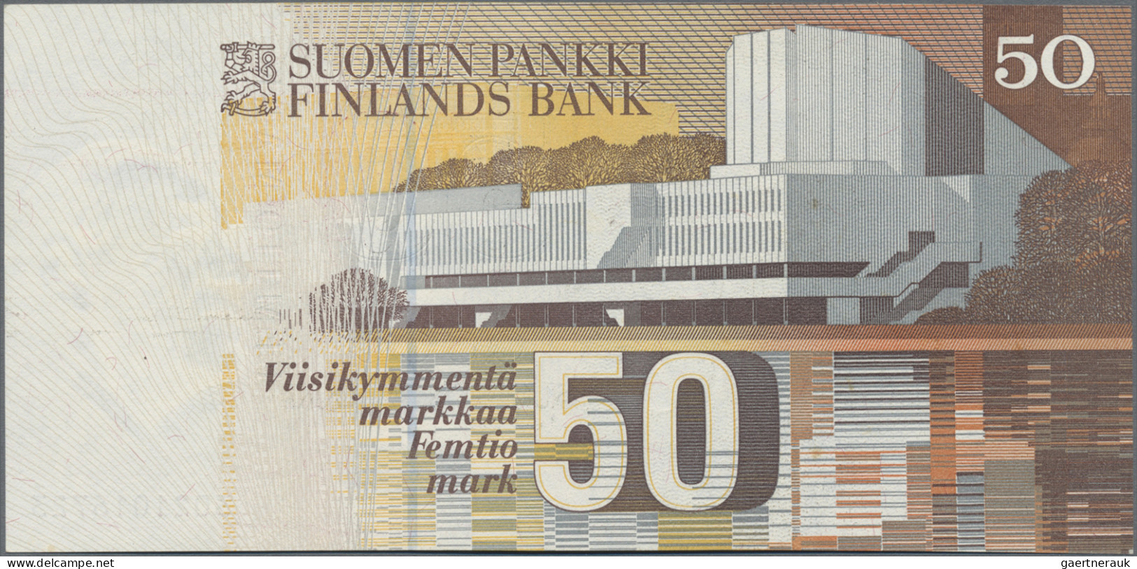 Finland: Suomen Pankki, Lot With 9 Banknotes, Series 1963-1991, Consisting 1, 5 - Finlandia