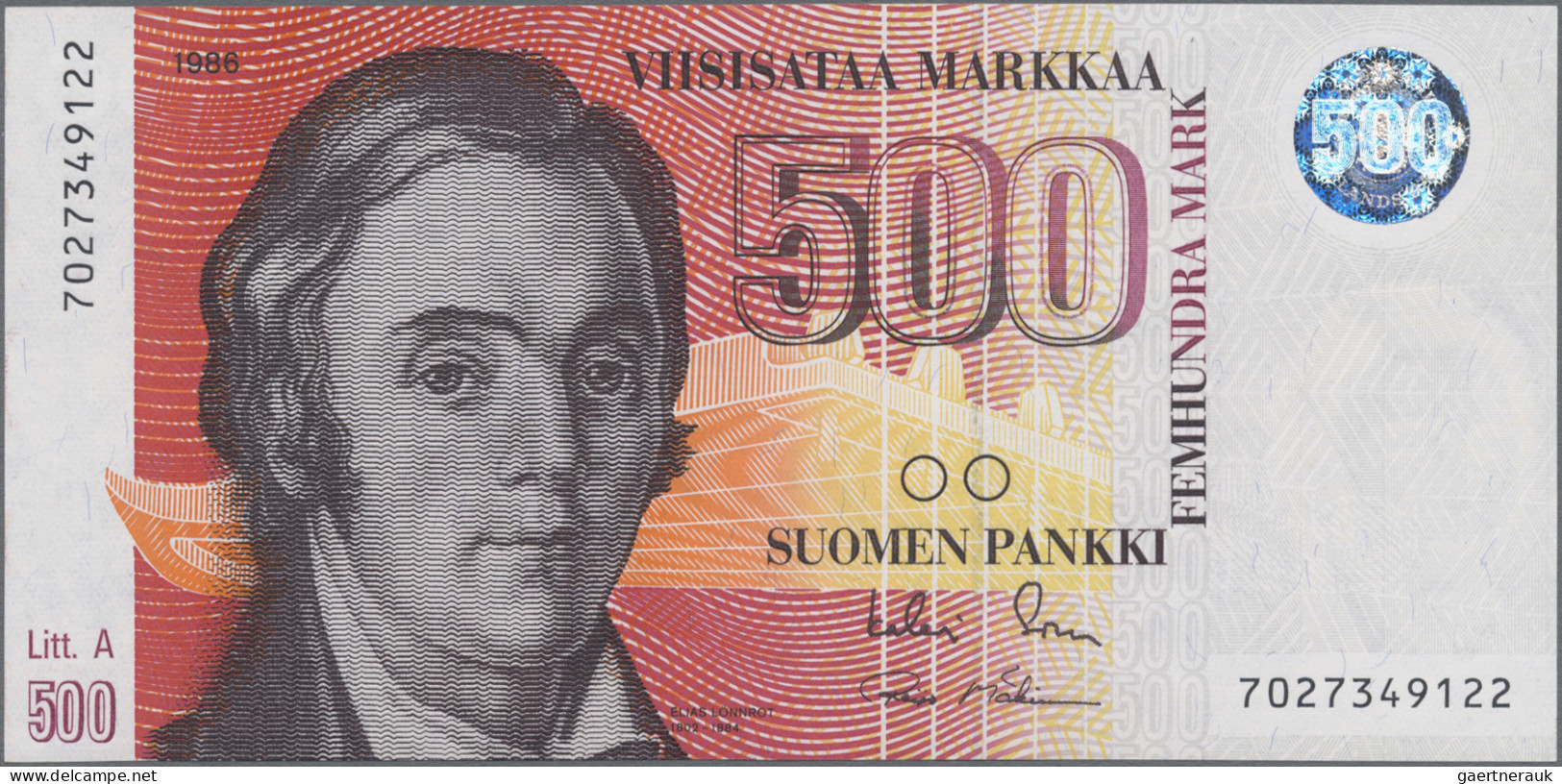 Finland: Suomen Pankki, Lot With 9 Banknotes, Series 1963-1991, Consisting 1, 5 - Finlande