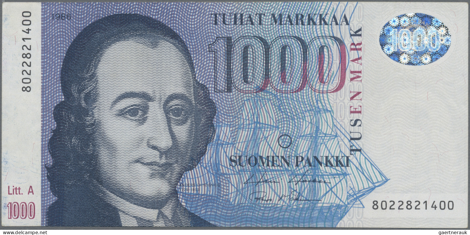 Finland: Suomen Pankki, lot with 9 banknotes, series 1963-1991, consisting 1, 5