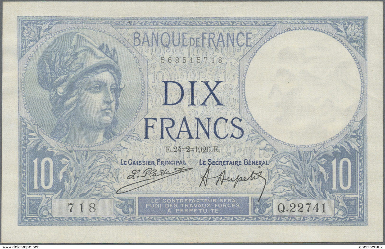France: Banque De France, Set With 6 Banknotes, Series 1917-1933, With 3x 5 Fran - 1955-1959 Aufdrucke Neue Francs
