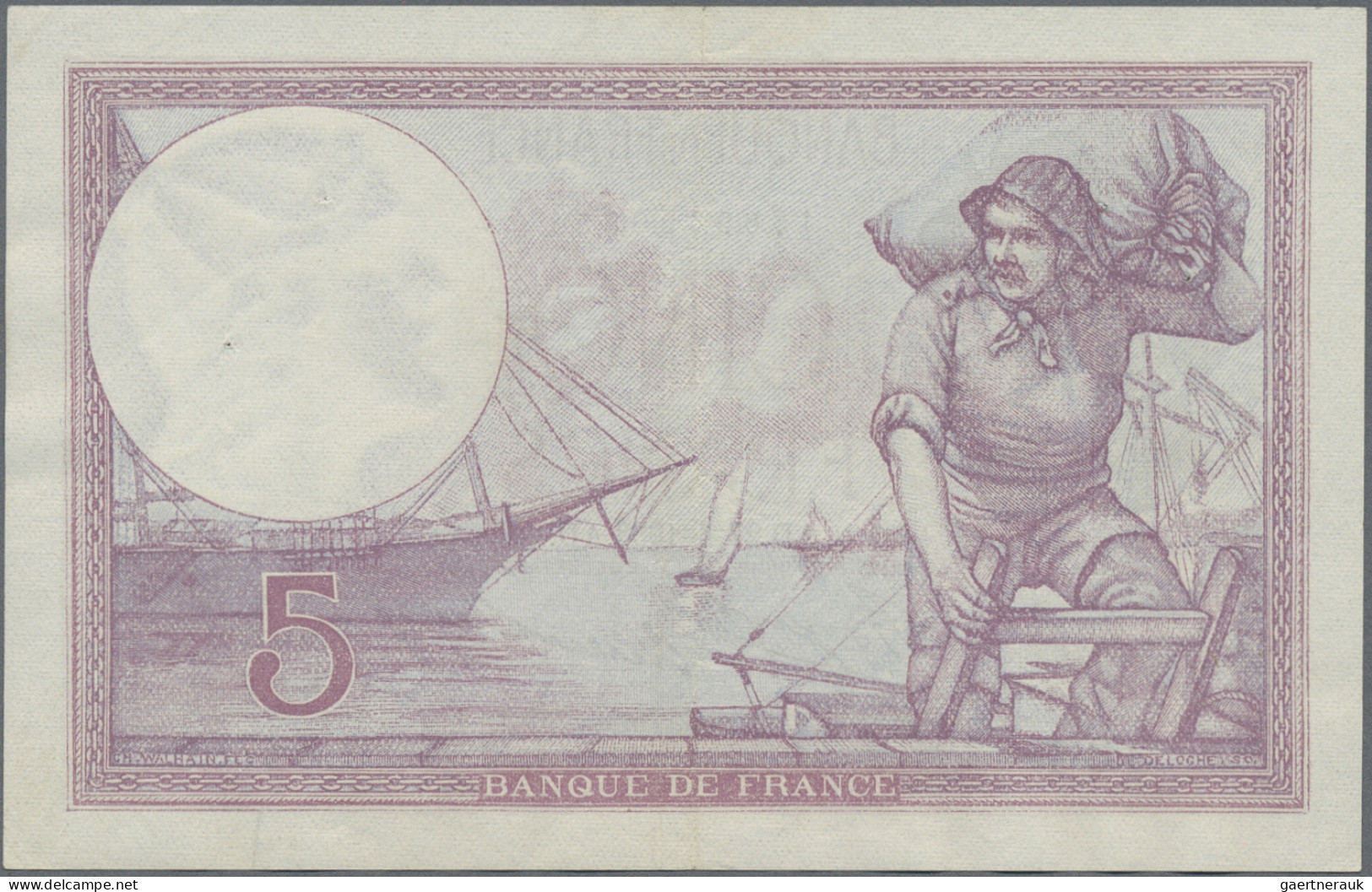 France: Banque de France, set with 6 banknotes, series 1917-1933, with 3x 5 Fran