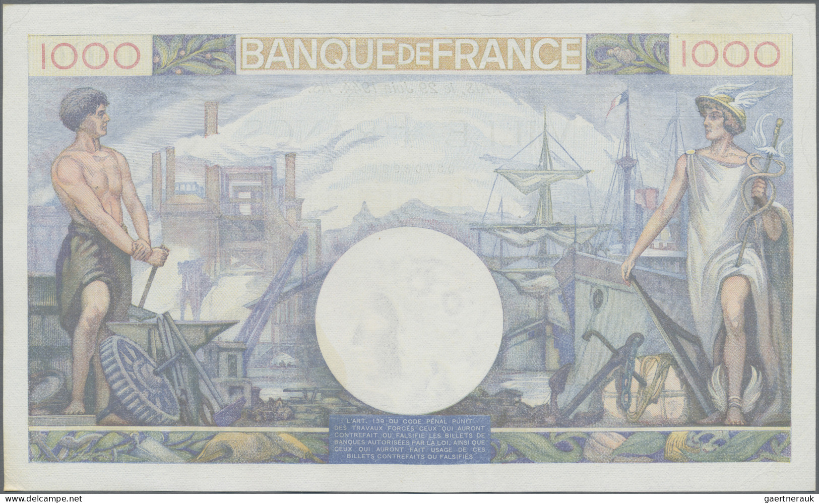 France: Banque De France, Lot With 6 Banknotes, Series 1940-1944, Including 20 F - 1955-1959 Aufdrucke Neue Francs