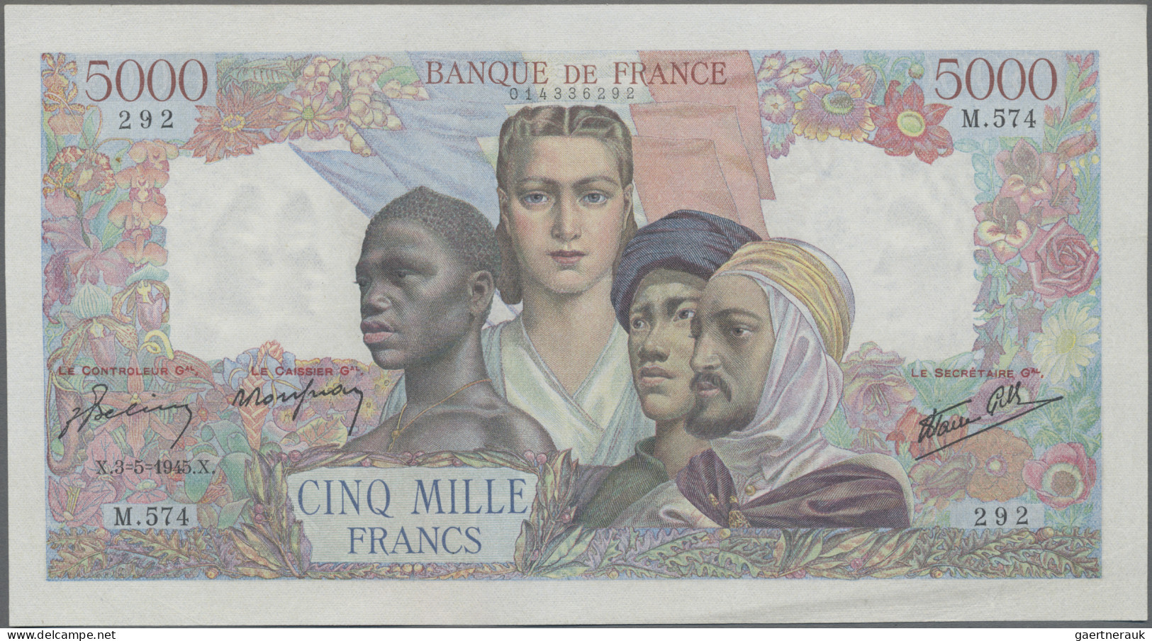 France: Banque De France, Lot With 10 Banknotes, Series 1942-1947, With 2x 5 Fra - 1955-1959 Opdruk ''Nouveaux Francs''