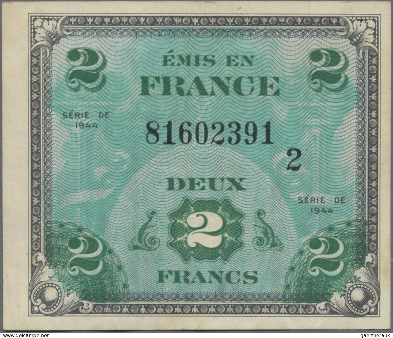 France: Allied Military Currency, Series 1944, Lot With 7 Banknotes, With 2, 5, - 1955-1959 Aufdrucke Neue Francs