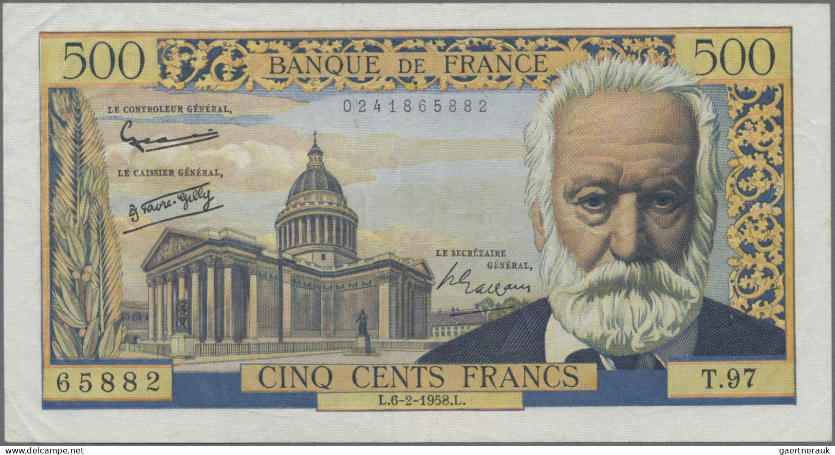 France: Banque de France, lot with 7 banknotes, series 1954-1962, with 2x 500 Fr