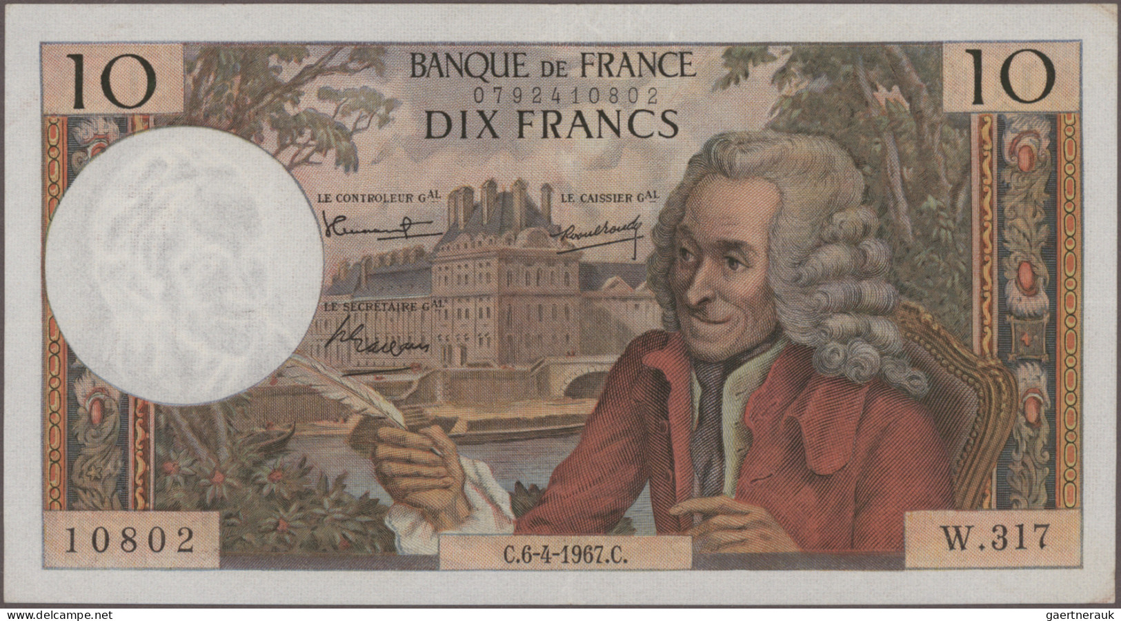 France: Banque De France, Giant Lot With 33 Banknotes, Series 1966-1997, Compris - Otros & Sin Clasificación