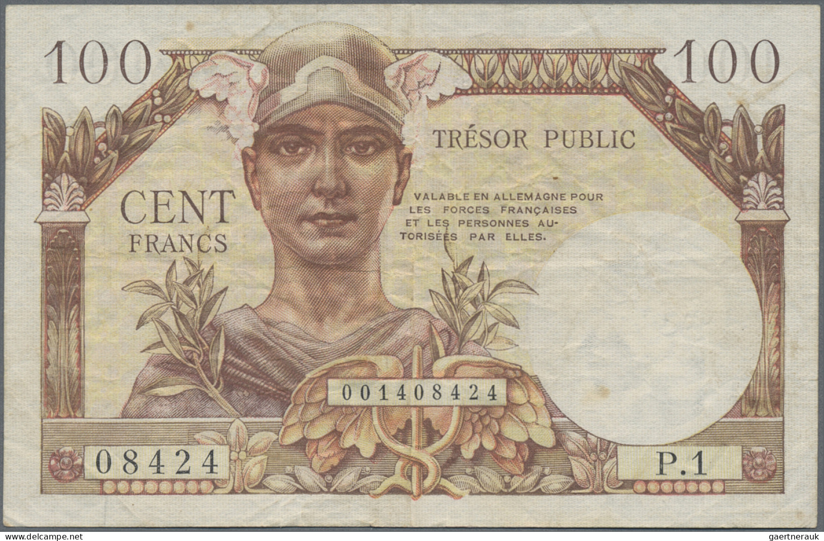 France: Trésorerie Aux Armées, Trésor Français And Trésor Public, Lot With 7 Ban - 1955-1959 Sobrecargados (Nouveau Francs)