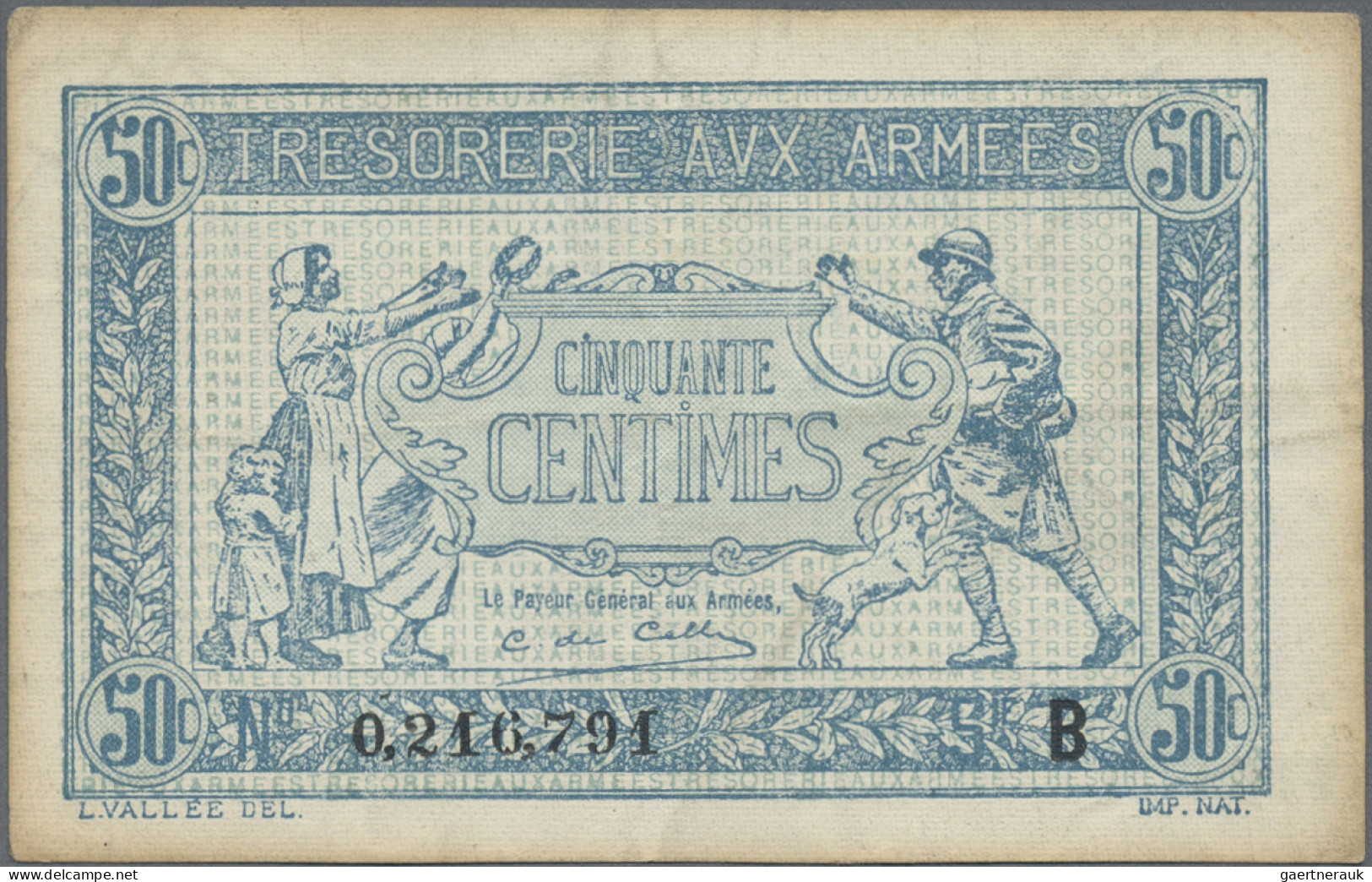 France: Trésorerie aux Armées, Trésor Français and Trésor Public, lot with 7 ban