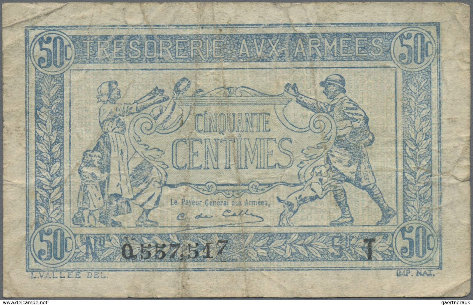 France: Trésorerie aux Armées, Trésor Français and Trésor Public, lot with 7 ban