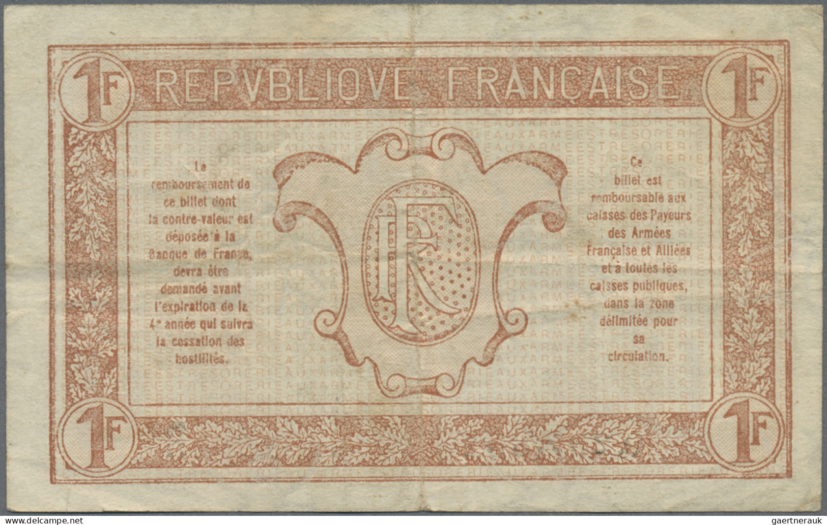 France: Trésorerie aux Armées, Trésor Français and Trésor Public, lot with 7 ban