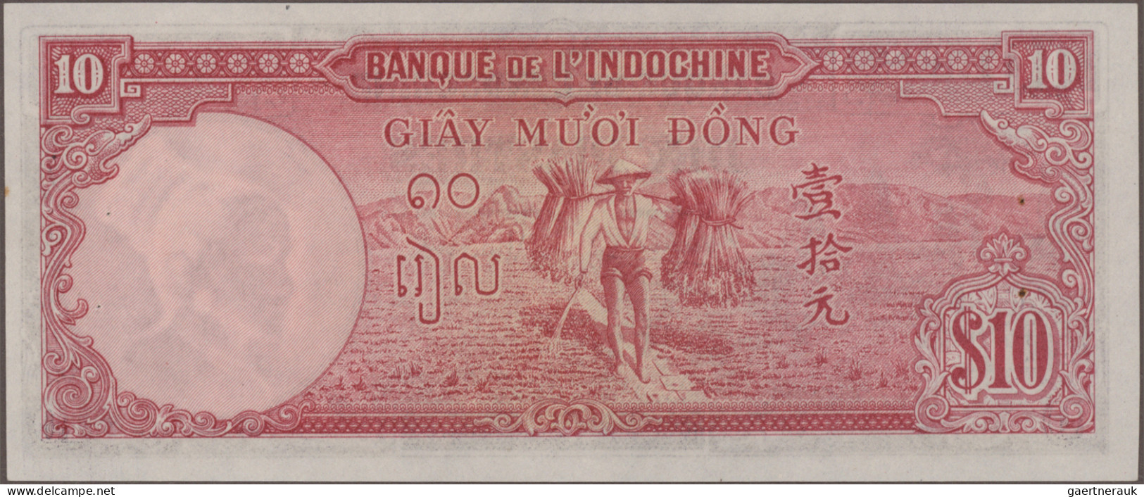 French Indochina - Bank notes: Banque de l'Indo-Chine, lot with 16 banknotes, 1-