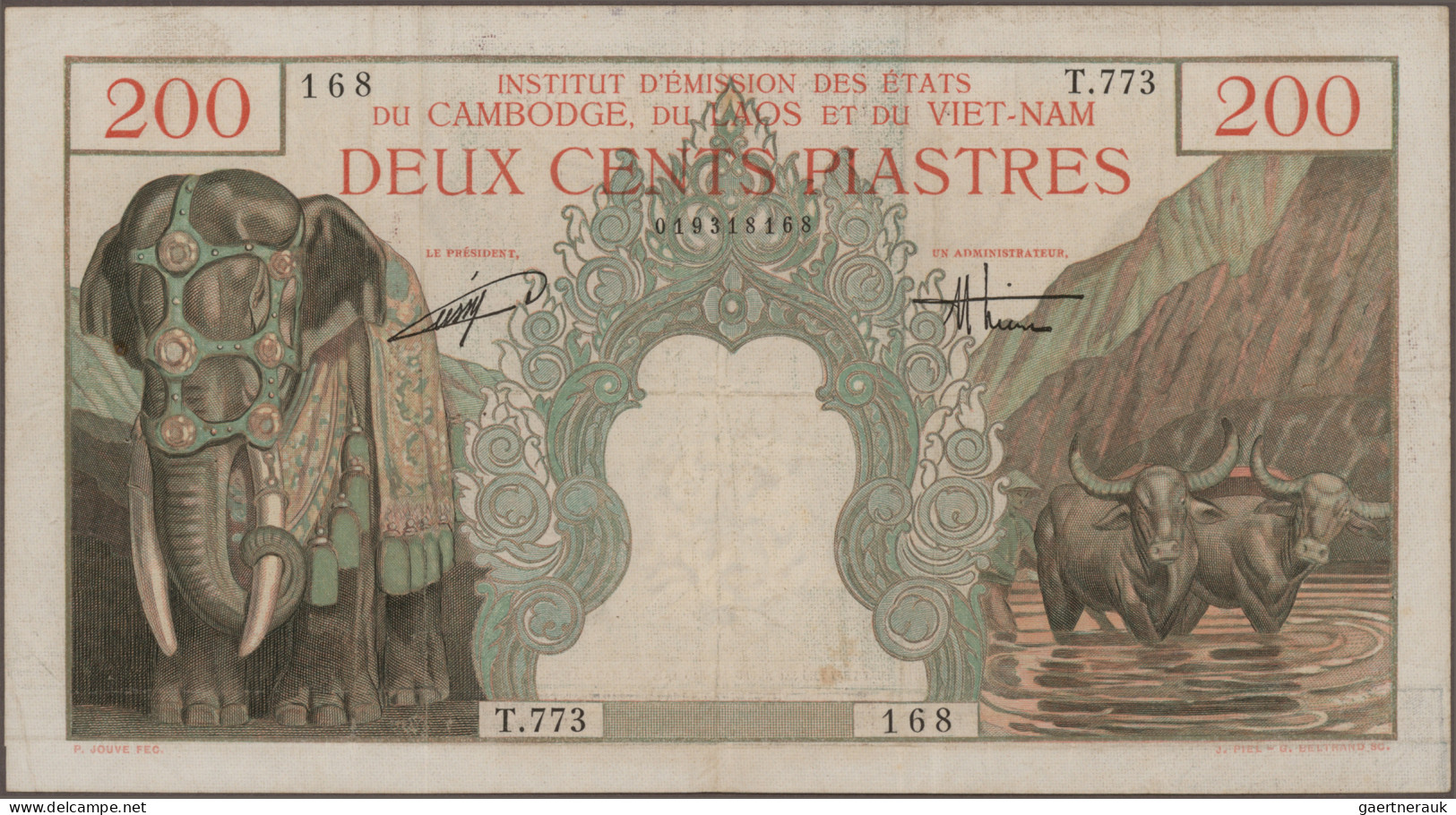 French Indochina - Bank notes: Institut d'Émission des États du Cambodge, du Lao