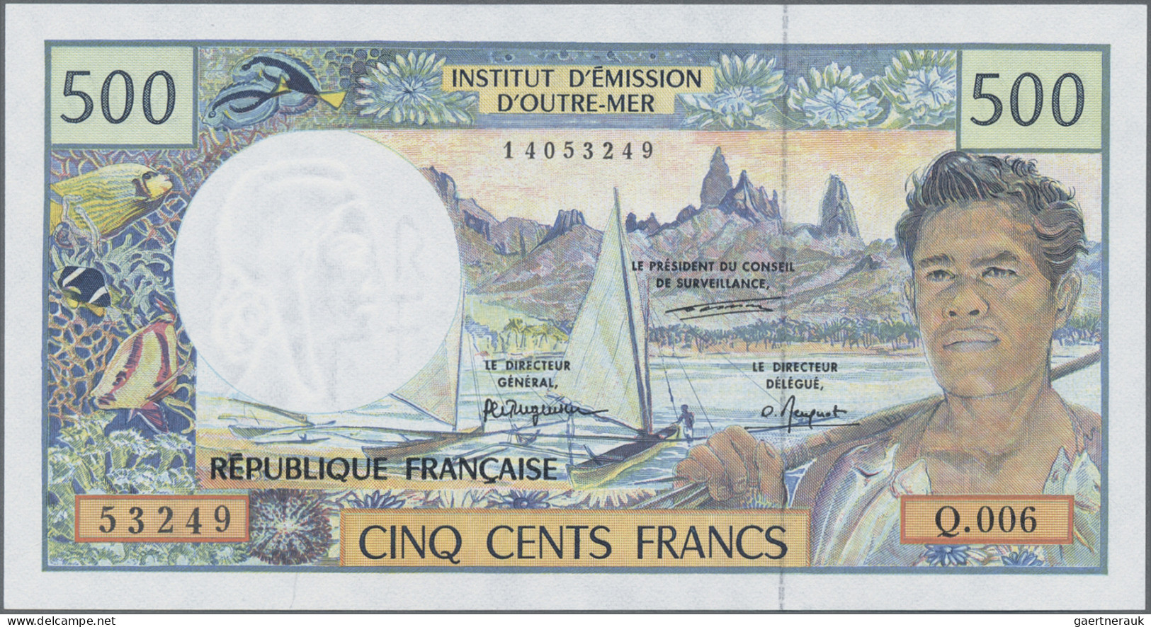 French Pacific Territories: Institut d'Émission d'Outre-Mer, lot with 6 banknote