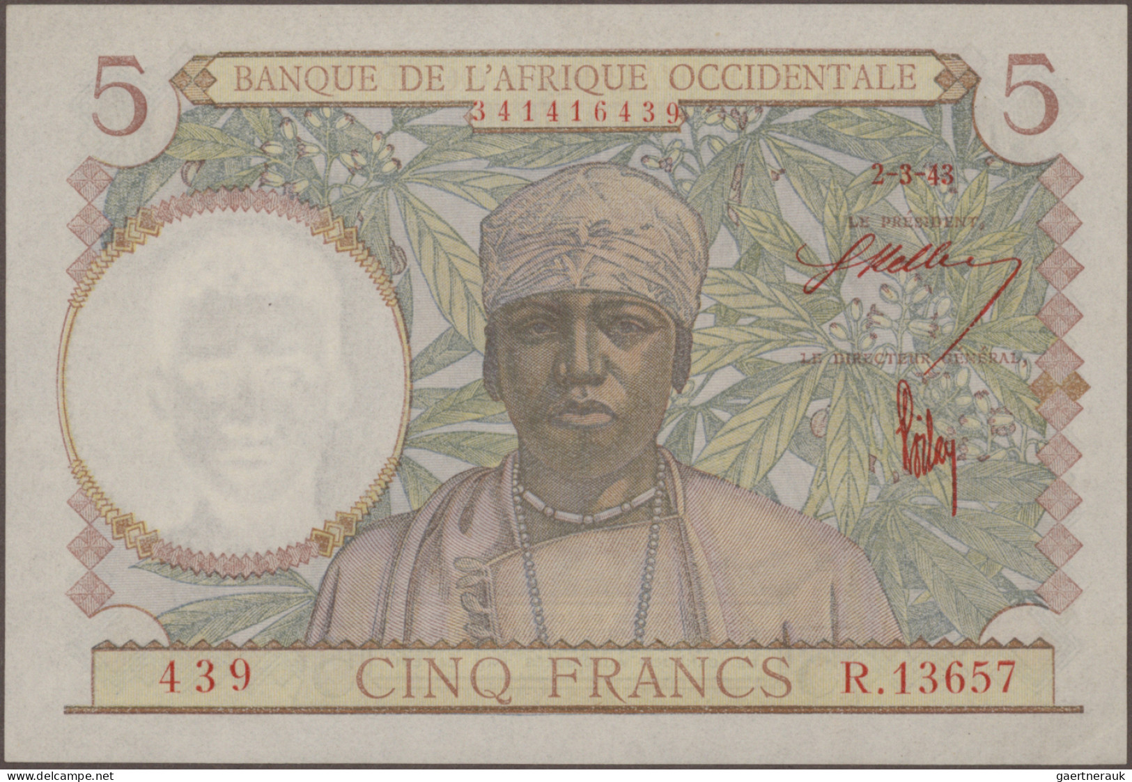 French West Africa: Banque De L'Afrique Occidentale, Lot With 10 Banknotes, Seri - Westafrikanischer Staaten