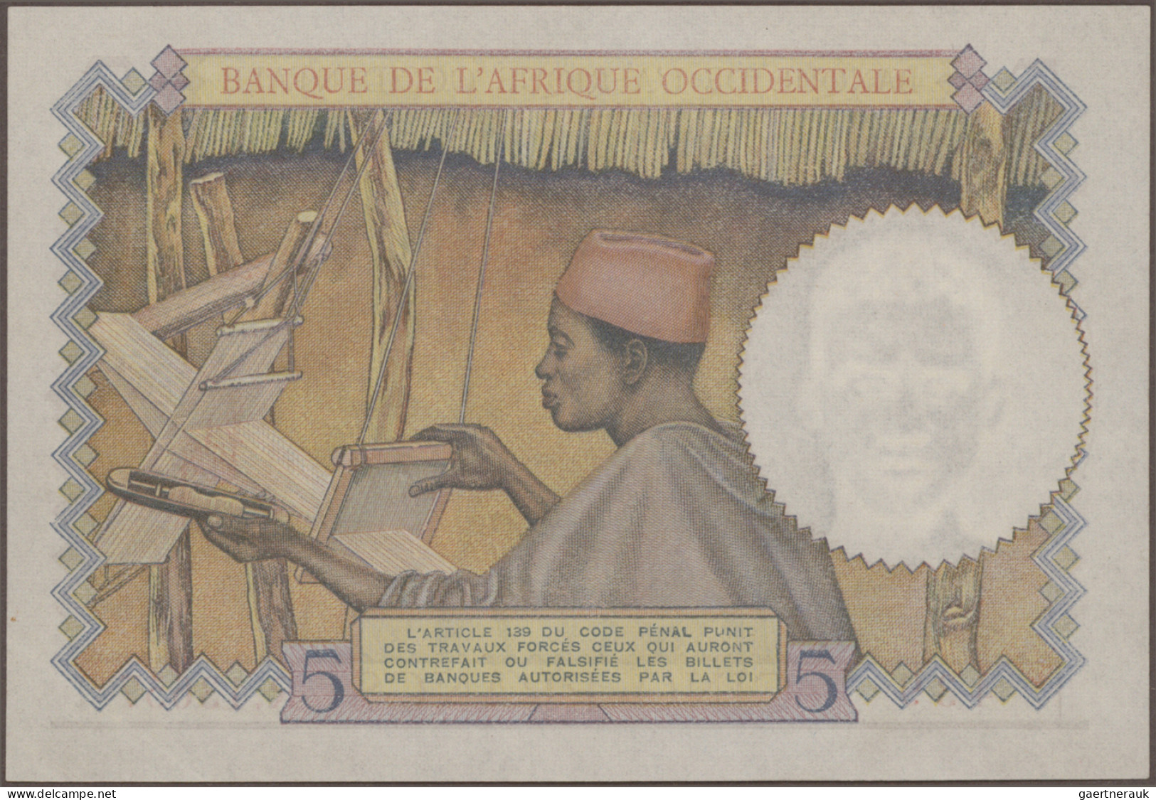 French West Africa: Banque De L'Afrique Occidentale, Lot With 10 Banknotes, Seri - West African States