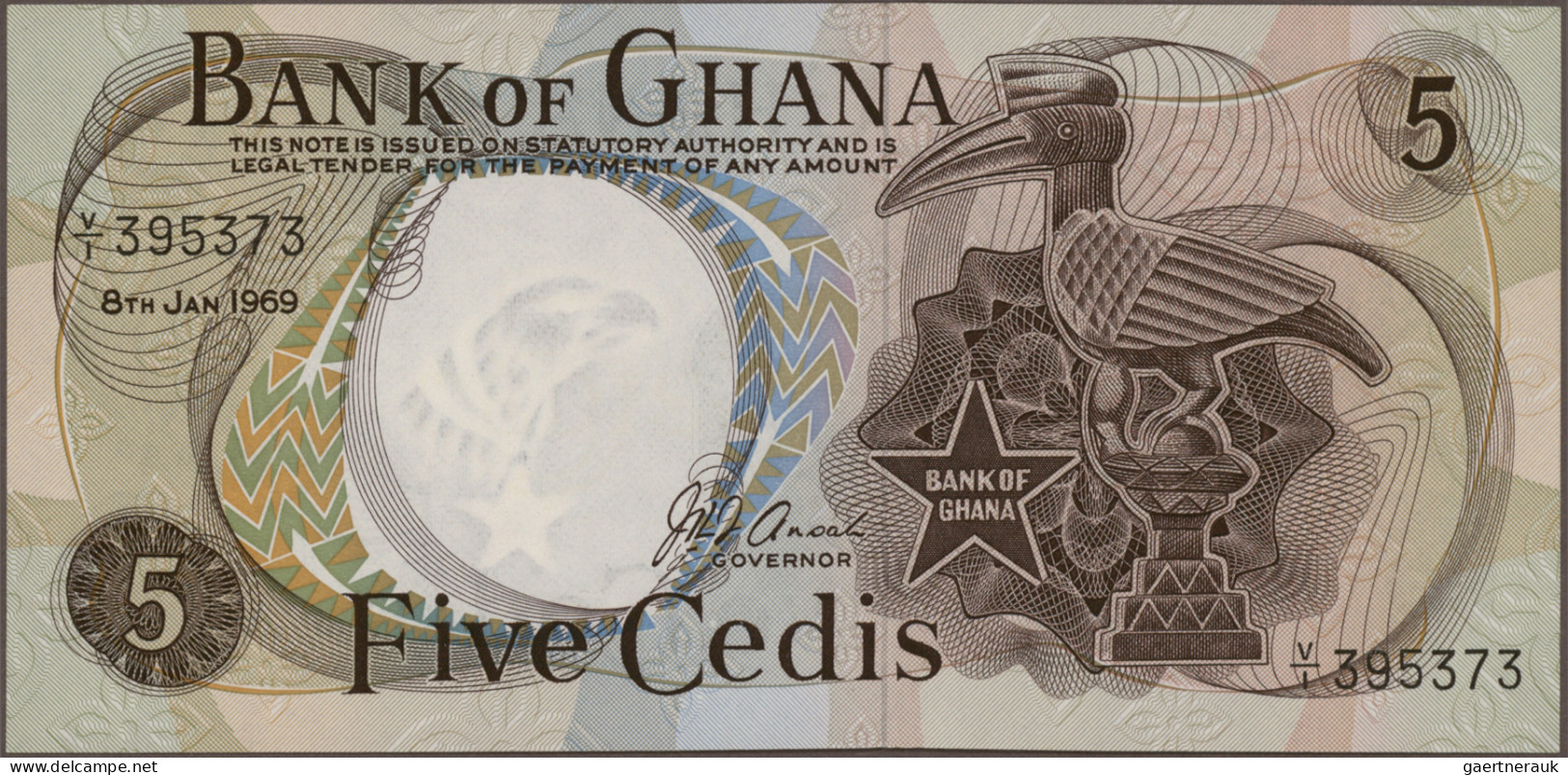 Ghana: Bank Of Ghana, Huge Lot With 43 Banknotes, Series 1969-2013, Comprising F - Ghana