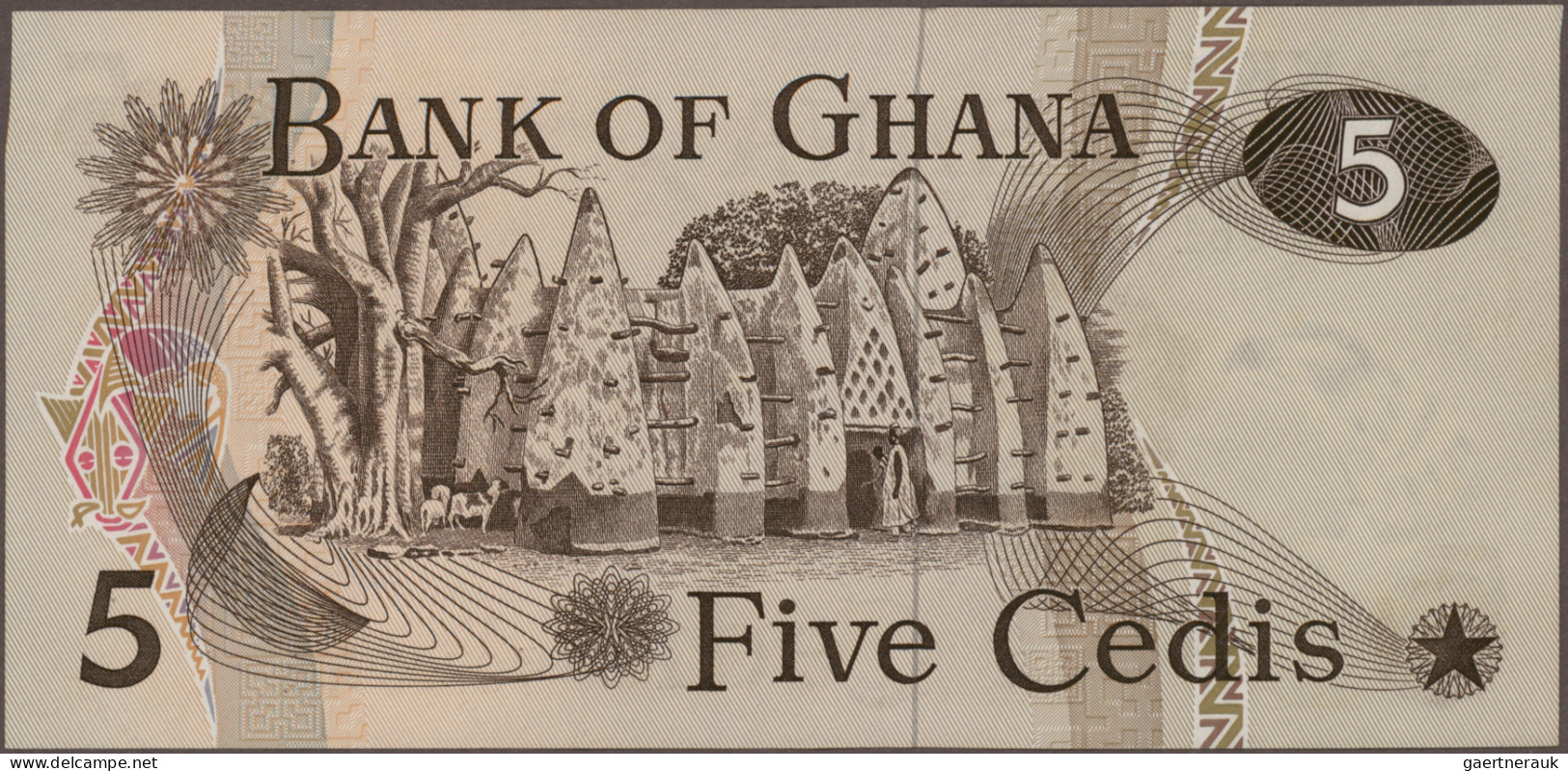 Ghana: Bank of Ghana, huge lot with 43 banknotes, series 1969-2013, comprising f