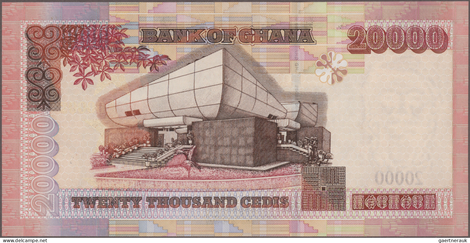 Ghana: Bank of Ghana, huge lot with 43 banknotes, series 1969-2013, comprising f