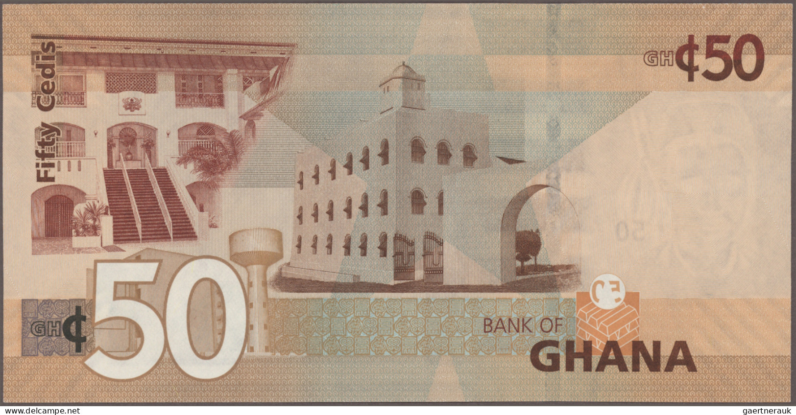 Ghana: Bank of Ghana, huge lot with 43 banknotes, series 1969-2013, comprising f