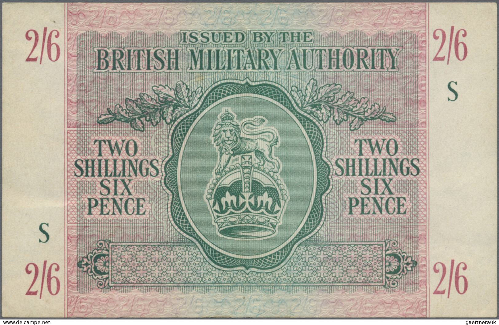 Great Britain: British Military Authority, lot with 6 banknotes, series 1943/44,