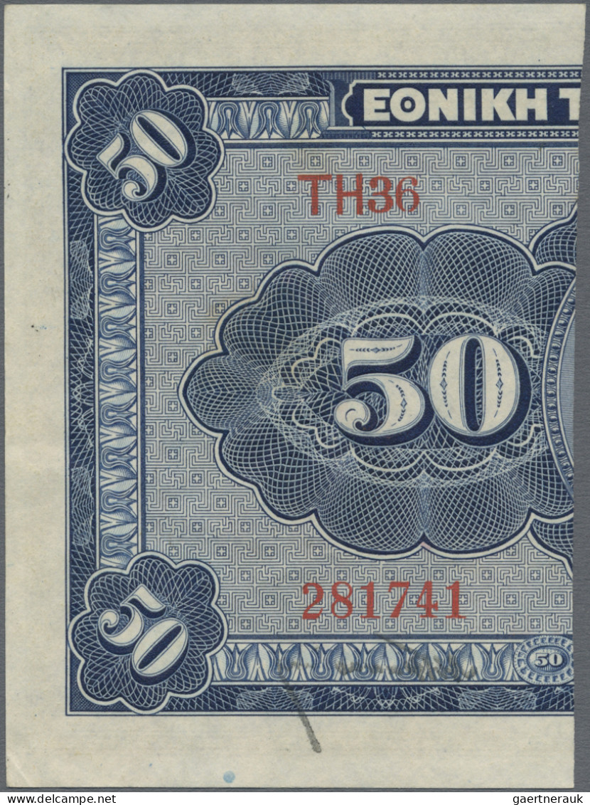 Greece: National Bank of Greece, set with 4 "Half-Notes", year of cutting 1922,